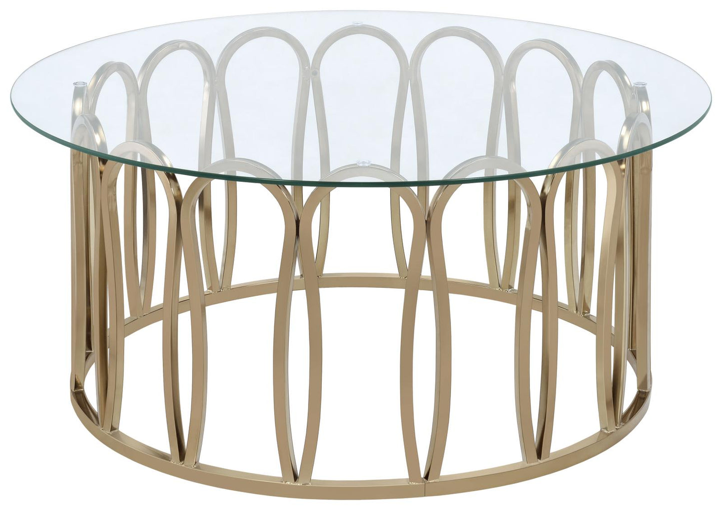 Monett Chocolate Chrome/Clear Round Coffee Table - 708058 - Luna Furniture - Dallas Store