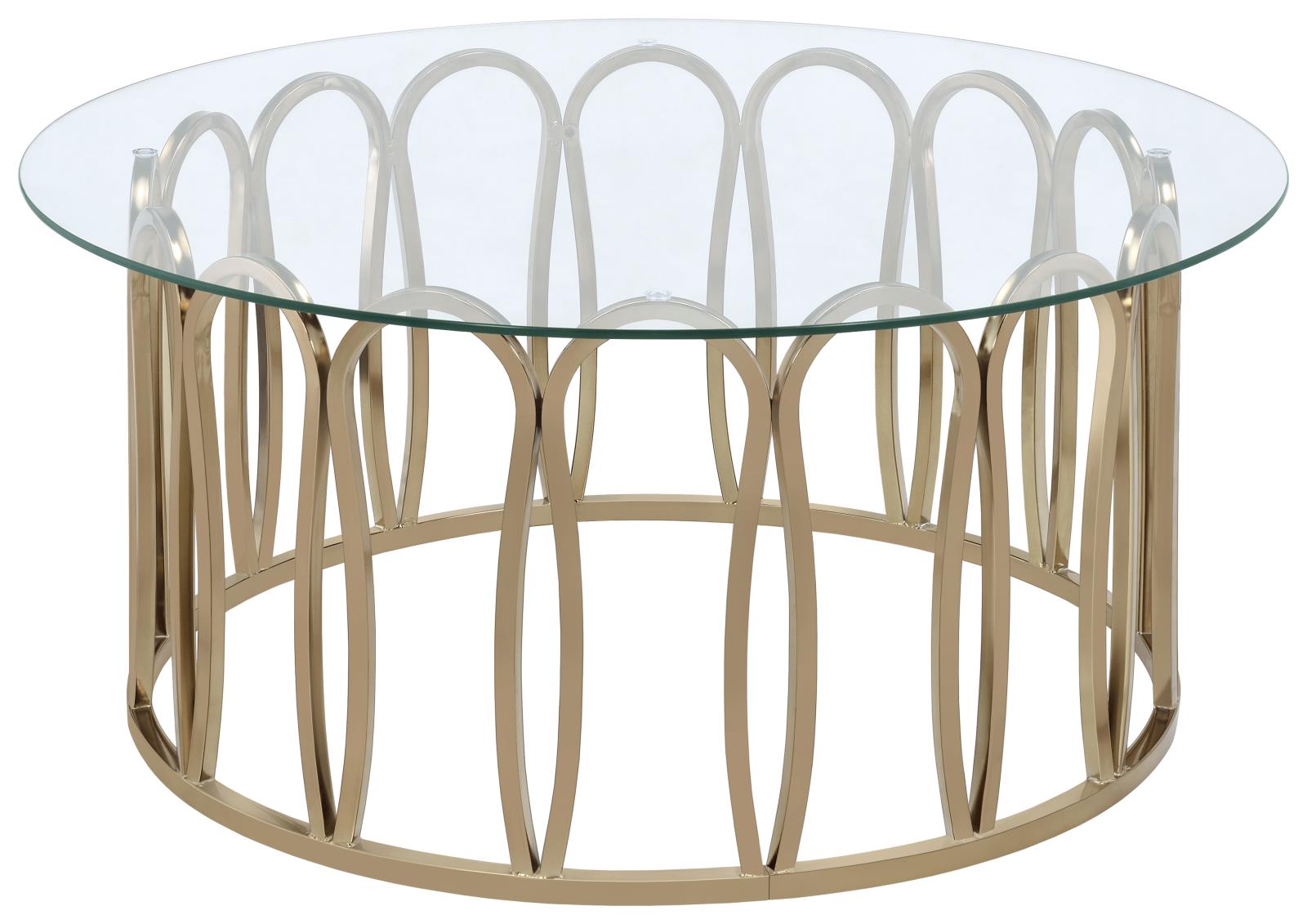 Monett Chocolate Chrome/Clear Round Coffee Table - 708058 - Luna Furniture - Dallas Store