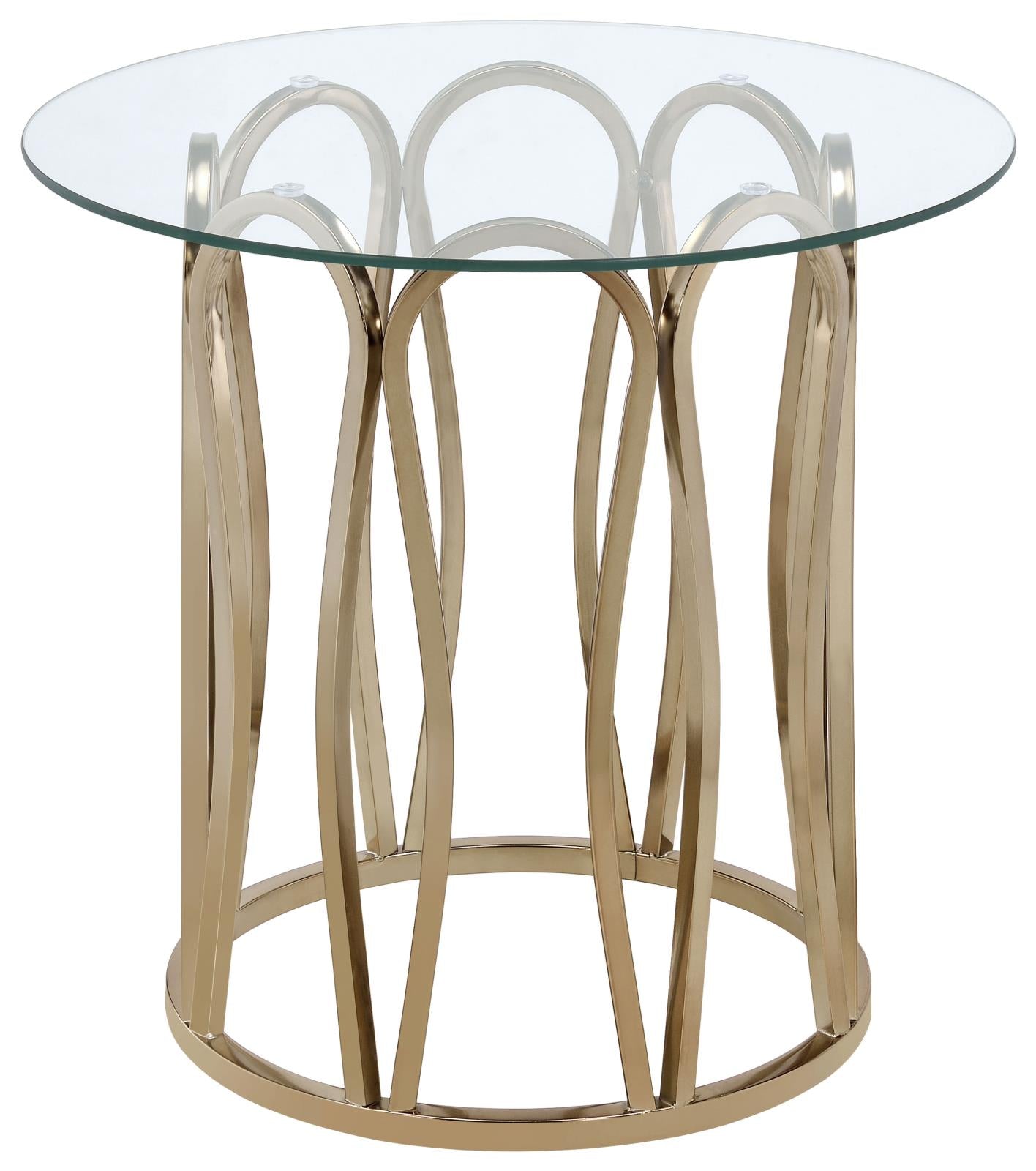 Monett Round End Table Chocolate Chrome/Clear - 708057 - Luna Furniture - Dallas Store