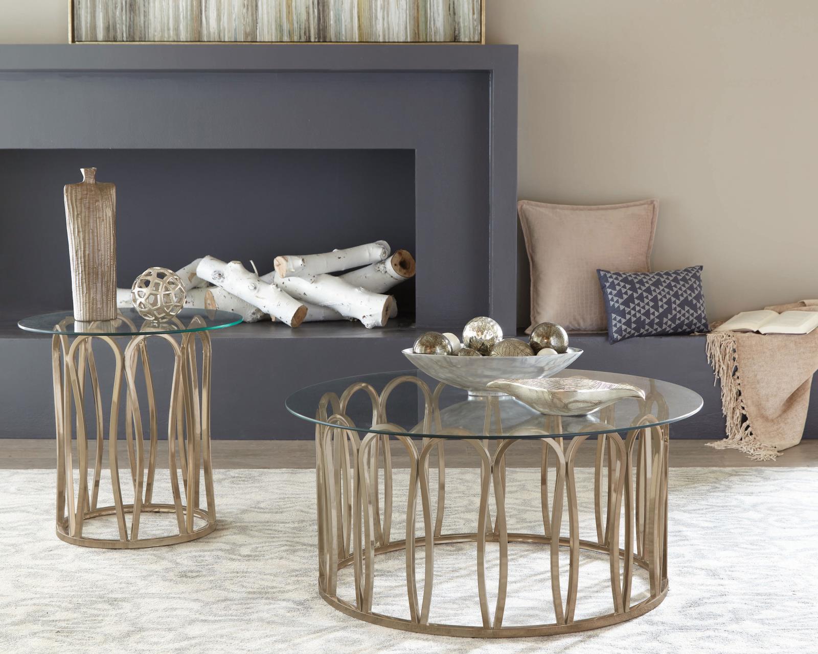 Monett Round End Table Chocolate Chrome/Clear - 708057 - Luna Furniture - Dallas Store