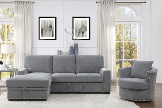 Morelia Gray LAF Storage Sleeper Sofa Chaise - 9468DG*2LC2R - Luna Furniture - Dallas Store