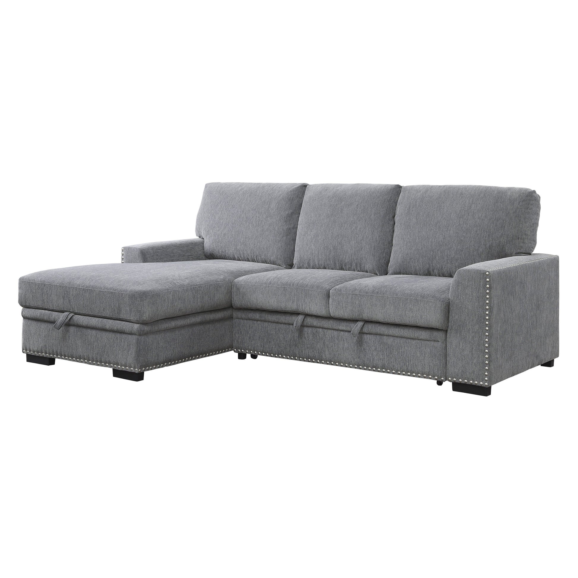 Morelia Gray LAF Storage Sleeper Sofa Chaise - 9468DG*2LC2R - Luna Furniture - Dallas Store