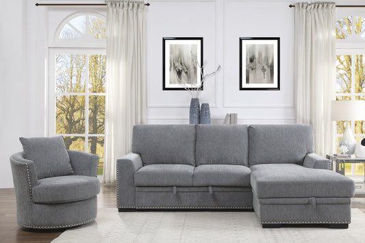 Morelia Gray RAF Storage Sleeper Sofa Chaise - 9468DG*2RC2L - Luna Furniture - Dallas Store