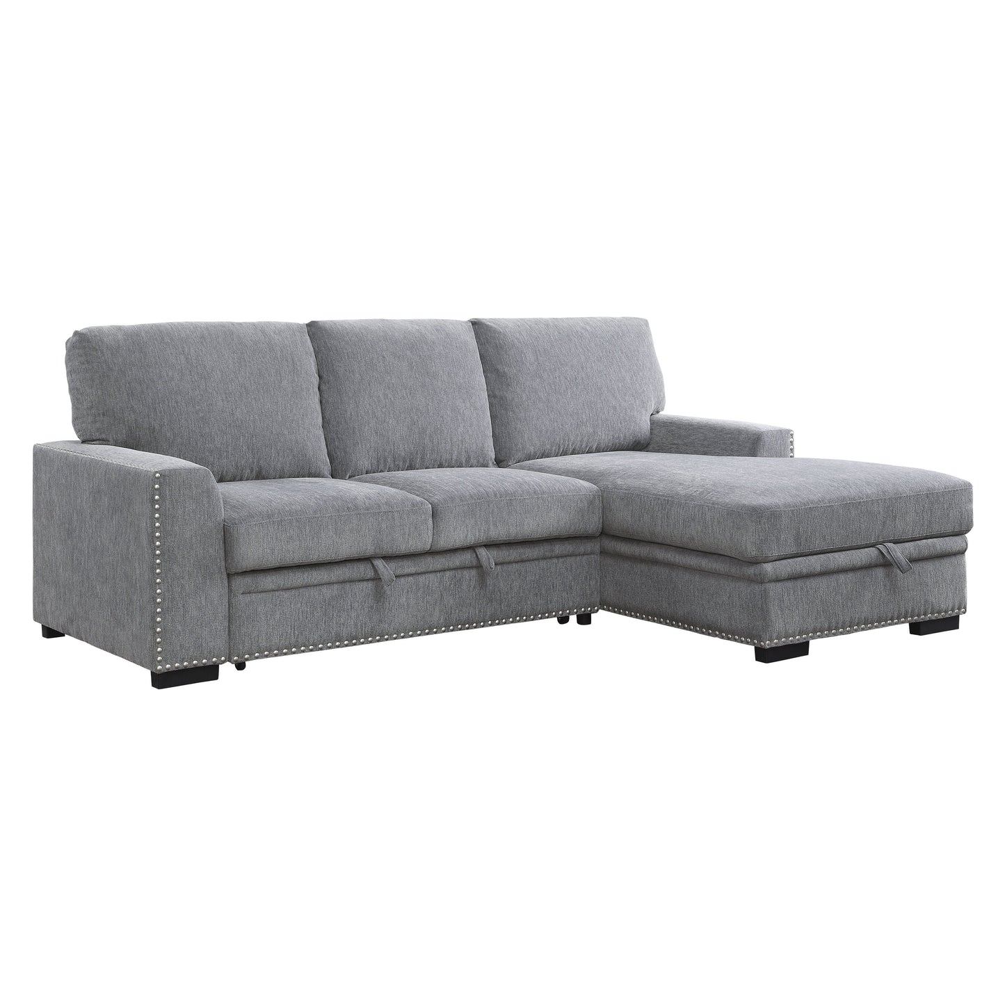 Morelia Gray RAF Storage Sleeper Sofa Chaise - 9468DG*2RC2L - Luna Furniture - Dallas Store