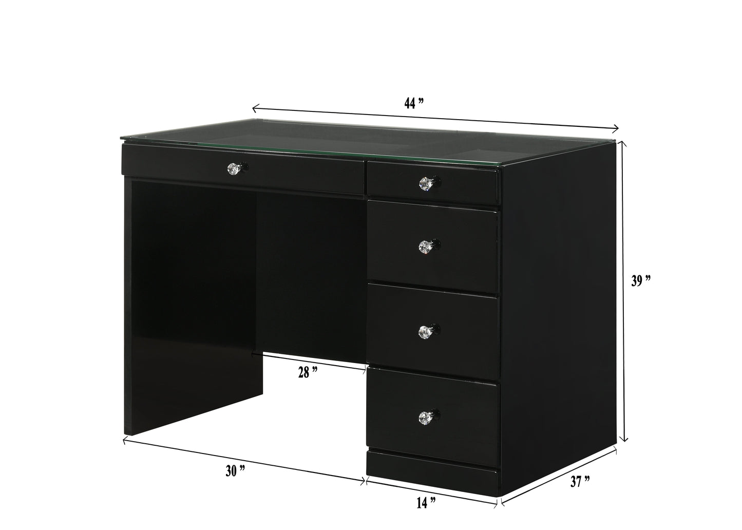 Morgan Black Makeup Vanity Set with Lighted Mirror - SET | B4851BK-91-BASE | B4851BK-91-TOP | B4850BK-91-11 | B4851BK-93 - Luna Furniture - Dallas Store