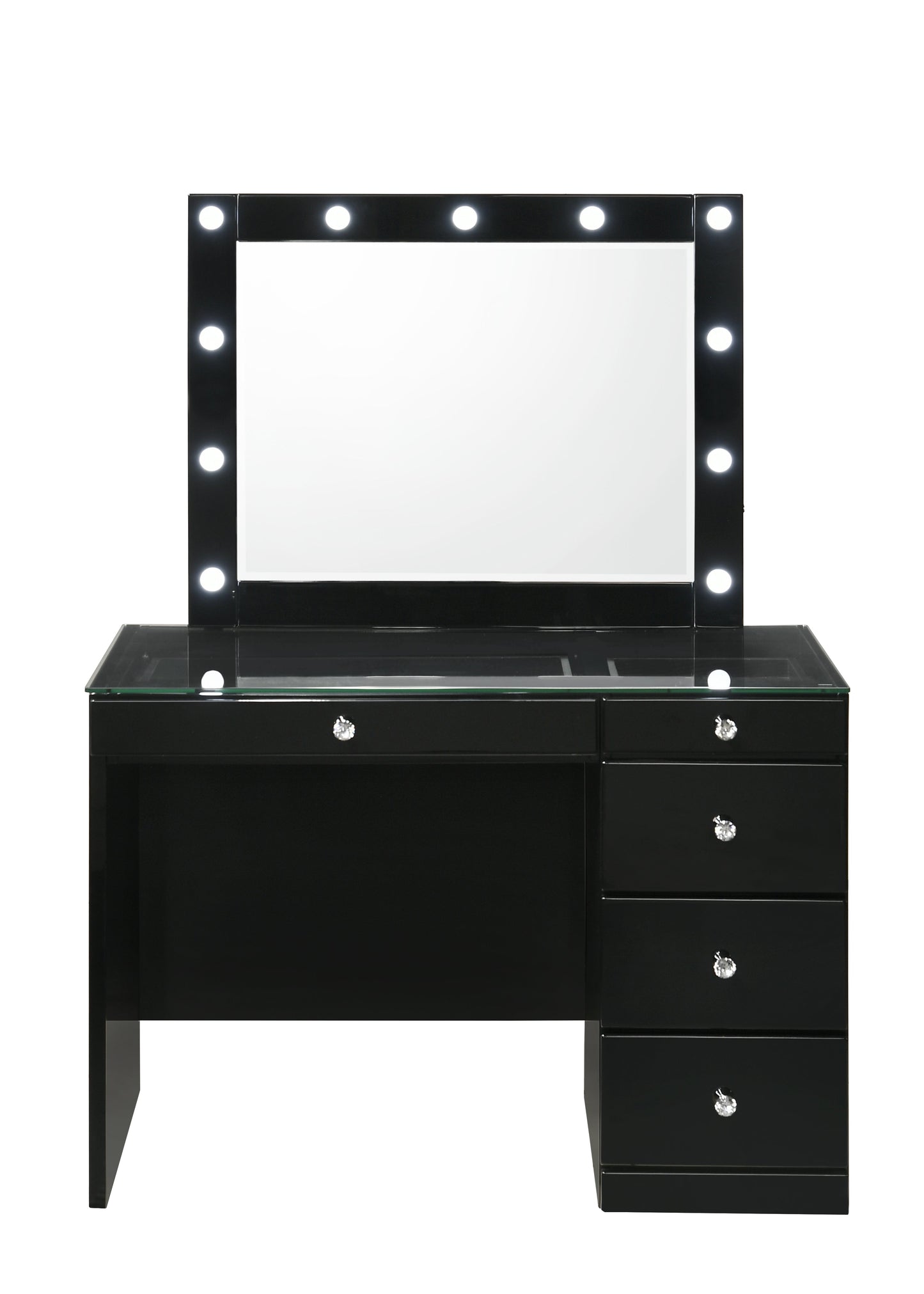 Morgan Black Makeup Vanity Set with Lighted Mirror - SET | B4851BK-91-BASE | B4851BK-91-TOP | B4850BK-91-11 | B4851BK-93 - Luna Furniture - Dallas Store