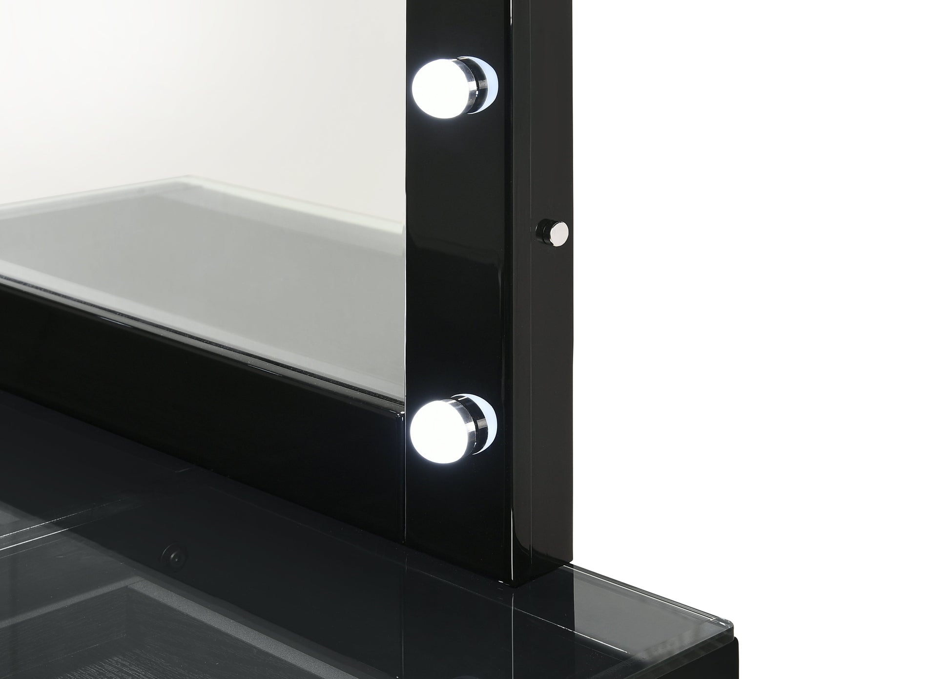 Morgan Black Makeup Vanity Set with Lighted Mirror - SET | B4851BK-91-BASE | B4851BK-91-TOP | B4850BK-91-11 | B4851BK-93 - Luna Furniture - Dallas Store