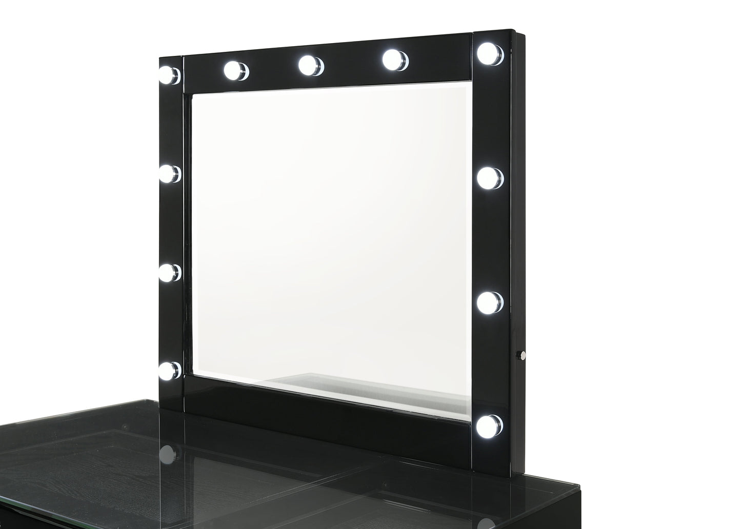 Morgan Black Makeup Vanity Set with Lighted Mirror - SET | B4851BK-91-BASE | B4851BK-91-TOP | B4850BK-91-11 | B4851BK-93 - Luna Furniture - Dallas Store