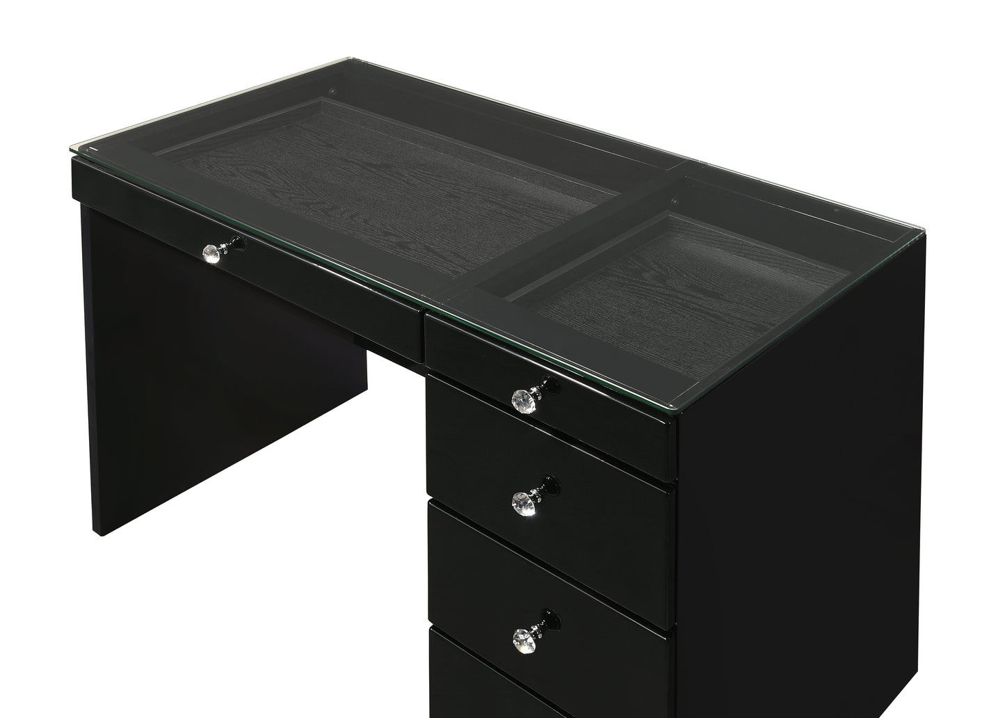 Morgan Black Makeup Vanity Set with Lighted Mirror - SET | B4851BK-91-BASE | B4851BK-91-TOP | B4850BK-91-11 | B4851BK-93 - Luna Furniture - Dallas Store