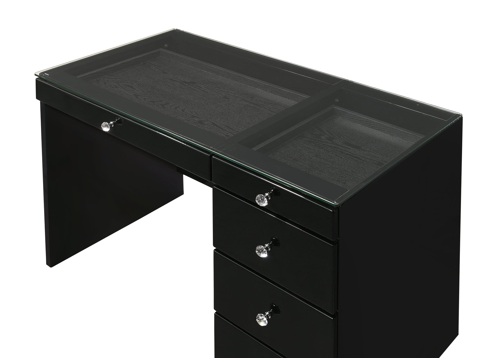 Morgan Black Makeup Vanity Set with Lighted Mirror - SET | B4851BK-91-BASE | B4851BK-91-TOP | B4850BK-91-11 | B4851BK-93 - Luna Furniture - Dallas Store