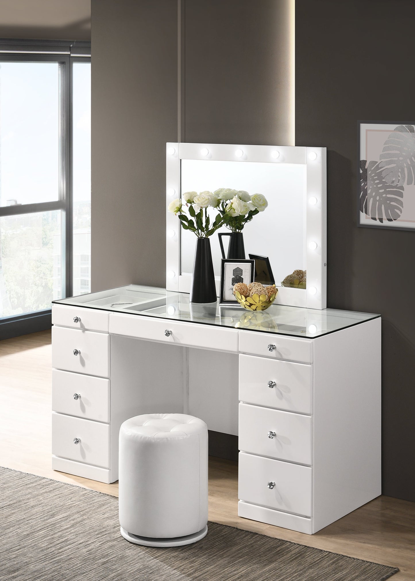 Morgan White Round Swivel Stool - B4851WH-93 - Luna Furniture - Dallas Store