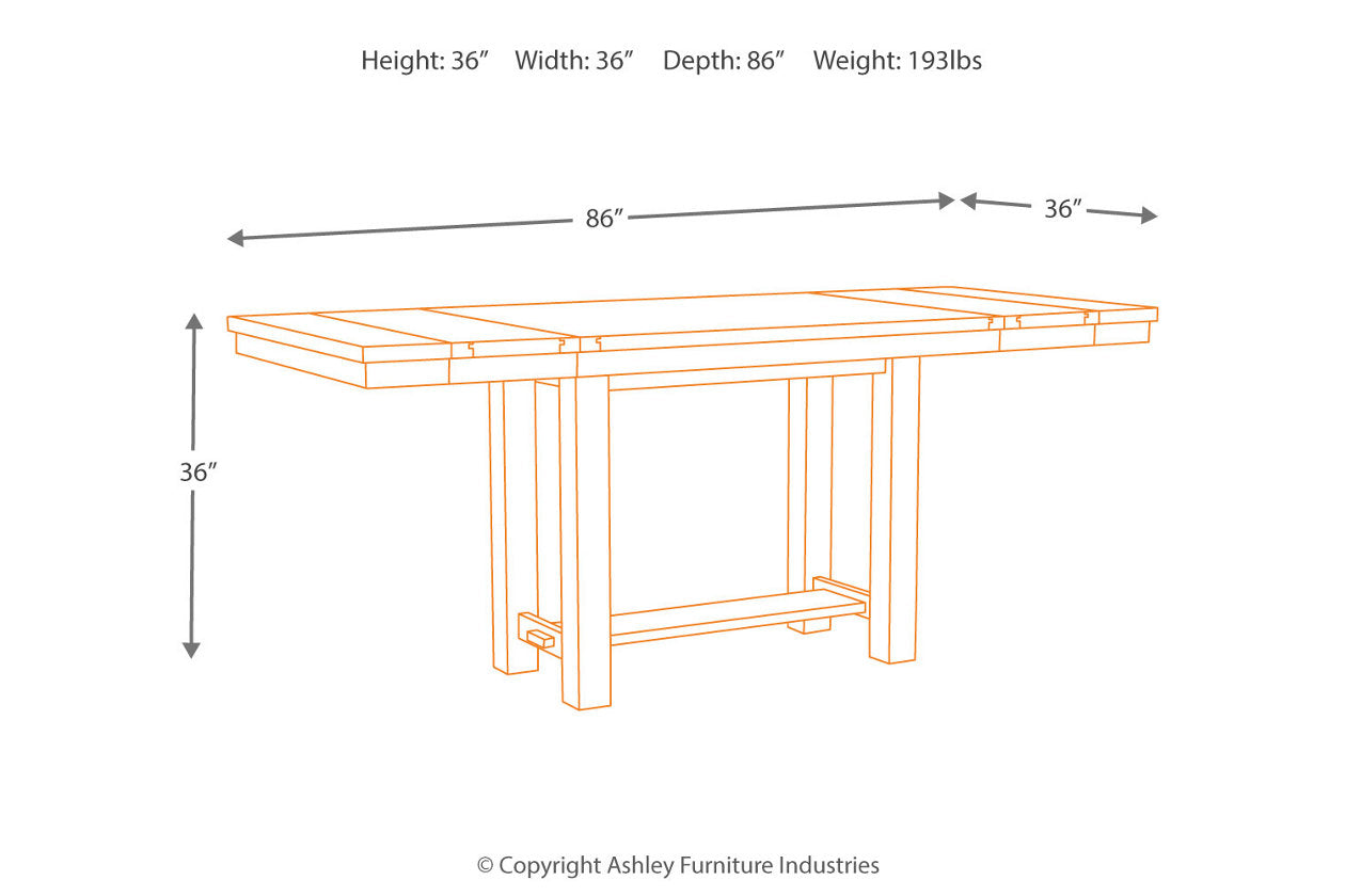 Moriville Grayish Brown Counter Height Dining Extension Table - D631-32 - Luna Furniture - Dallas Store
