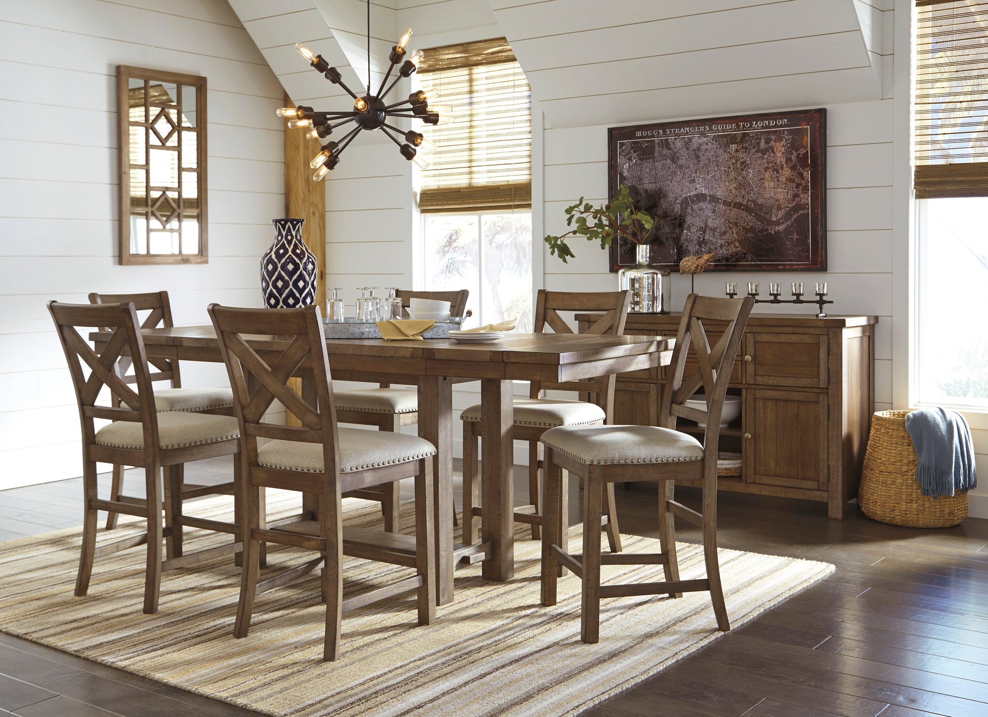 Moriville Grayish Brown Counter Height Set - SET | D631-32 | D631-124(2) - Luna Furniture - Dallas Store