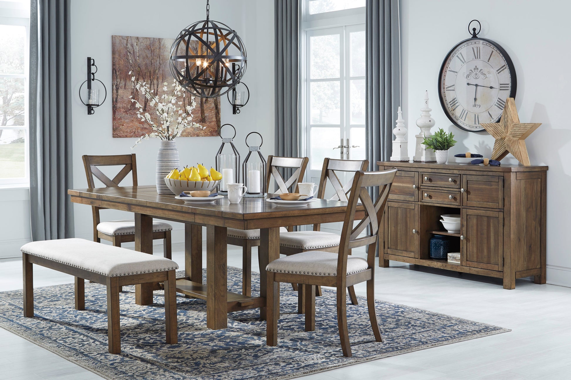 Moriville Grayish Brown Extendable Dining Set - SET | D631-45 | D631-01(2) | D631-00 - Luna Furniture - Dallas Store
