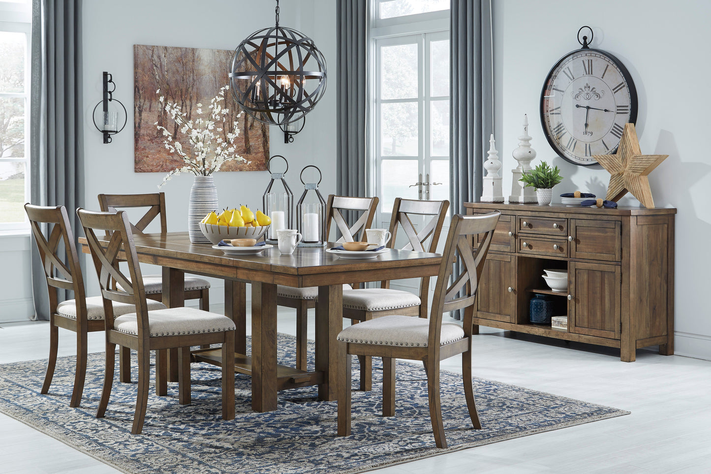 Moriville Grayish Brown Extendable Dining Set - SET | D631-45 | D631-01(2) | D631-00 - Luna Furniture - Dallas Store