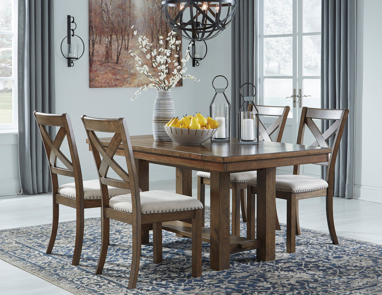 Moriville Grayish Brown Extendable Dining Set - SET | D631-45 | D631-01(2) | D631-00 - Luna Furniture - Dallas Store