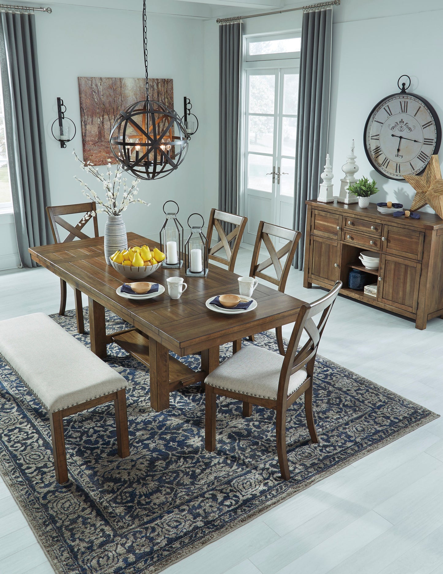 Moriville Grayish Brown Extendable Dining Set - SET | D631-45 | D631-01(2) | D631-00 - Luna Furniture - Dallas Store
