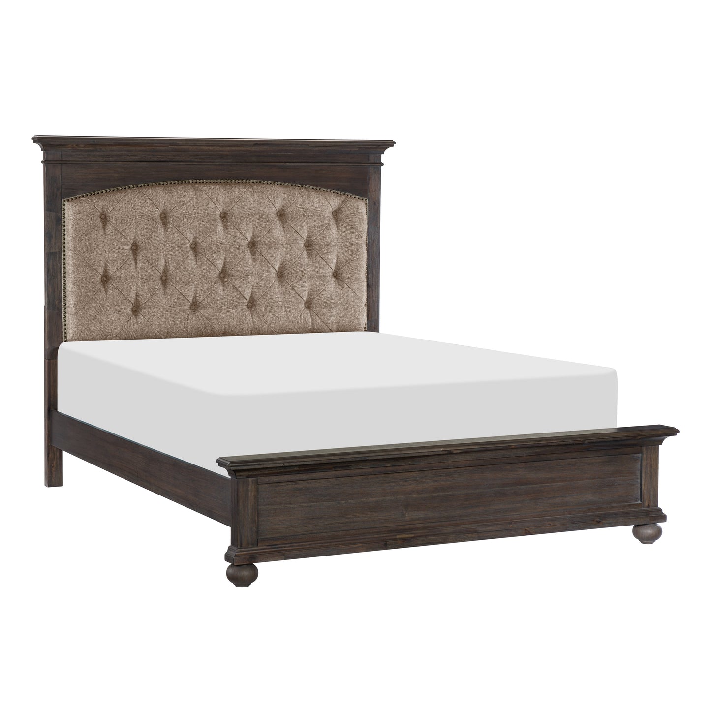 Motsinger Brown Queen Upholstered Panel Bed - SET | 1400-1 | 1400-2 | 1400-3 - Luna Furniture - Dallas Store