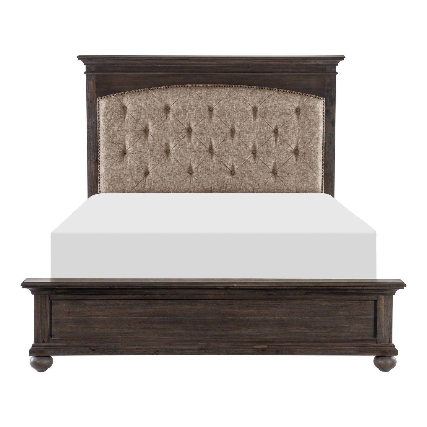 Motsinger Brown Queen Upholstered Panel Bed - SET | 1400-1 | 1400-2 | 1400-3 - Luna Furniture - Dallas Store