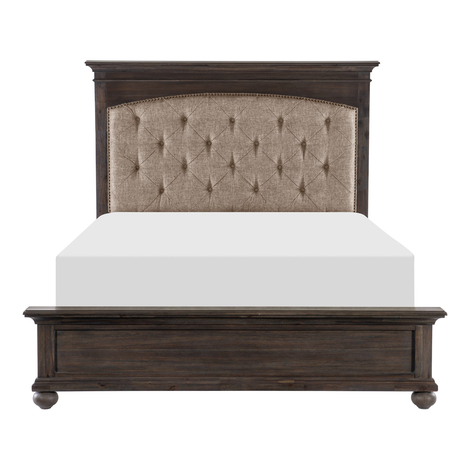 Motsinger Brown Queen Upholstered Panel Bed - SET | 1400-1 | 1400-2 | 1400-3 - Luna Furniture - Dallas Store