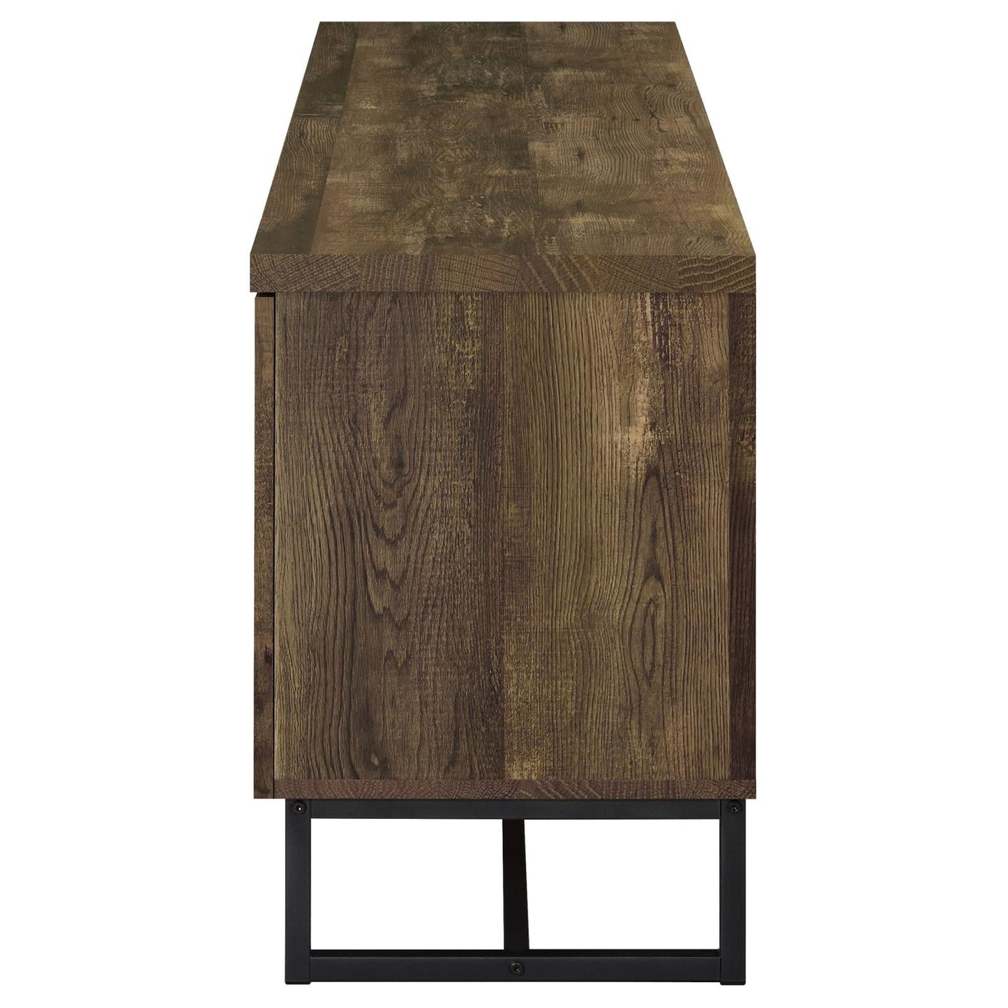 Myles 2-Door TV Console with Adjustable Shelves Rustic Oak Herringbone - 736052 - Luna Furniture - Dallas Store