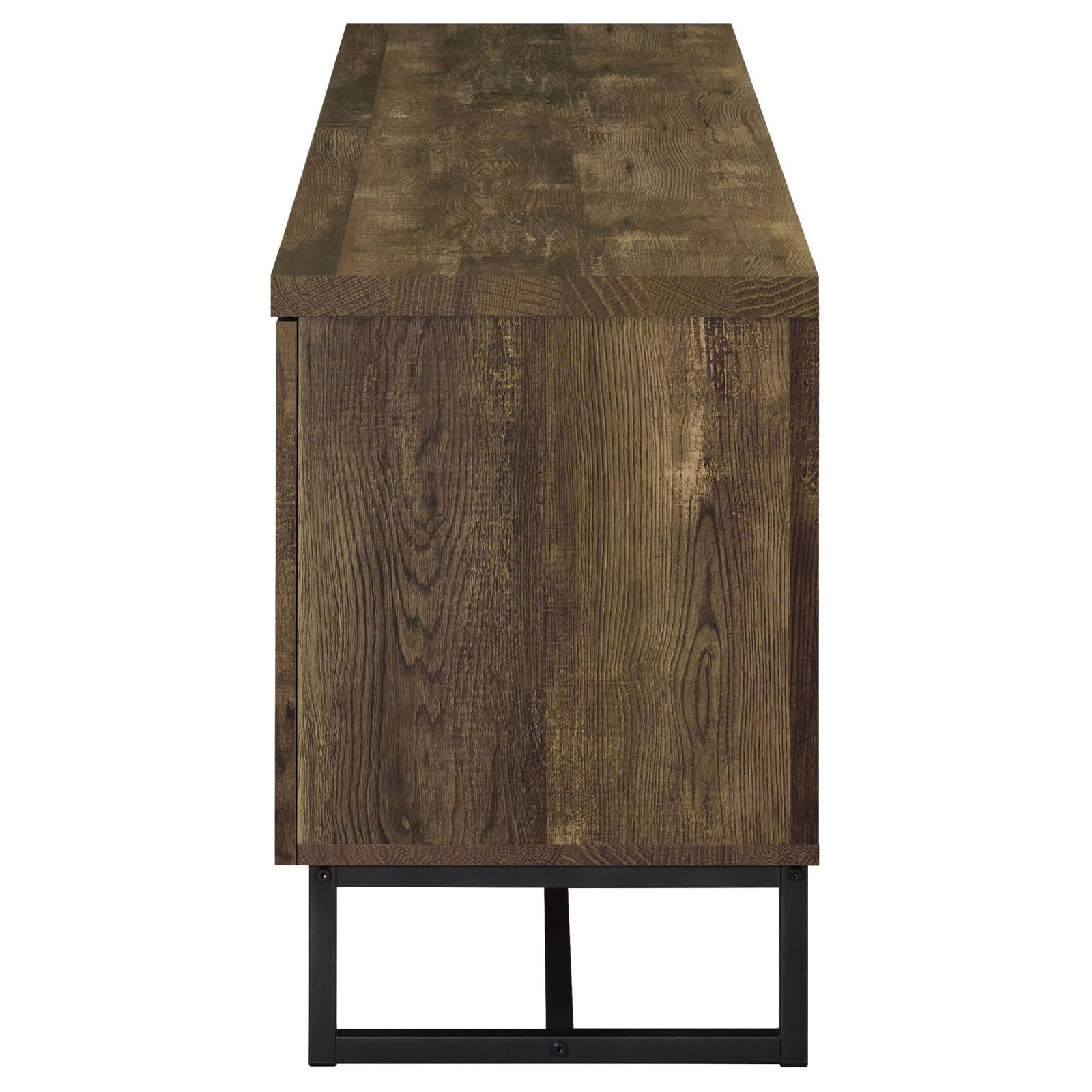 Myles 2-Door TV Console with Adjustable Shelves Rustic Oak Herringbone - 736052 - Luna Furniture - Dallas Store