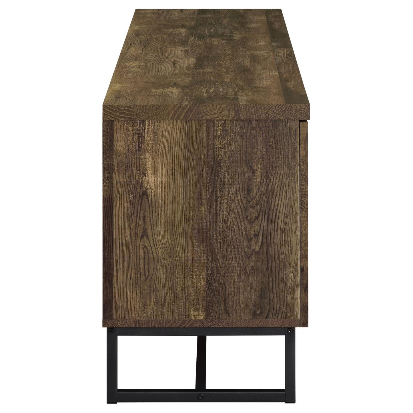 Myles 2-Door TV Console with Adjustable Shelves Rustic Oak Herringbone - 736052 - Luna Furniture - Dallas Store