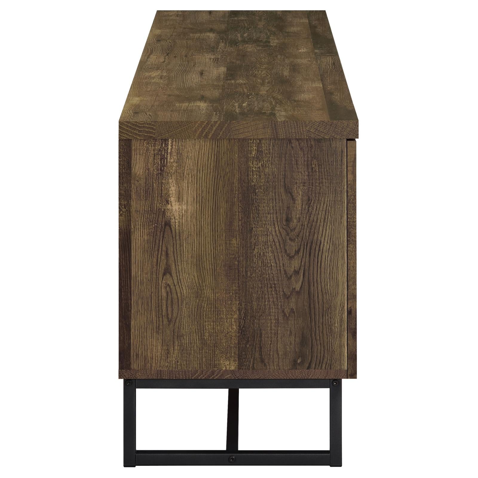 Myles 2-Door TV Console with Adjustable Shelves Rustic Oak Herringbone - 736052 - Luna Furniture - Dallas Store