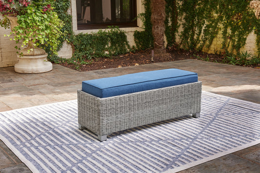 Naples Beach Light Gray Outdoor Bench with Cushion - P439-600 - Luna Furniture - Dallas Store