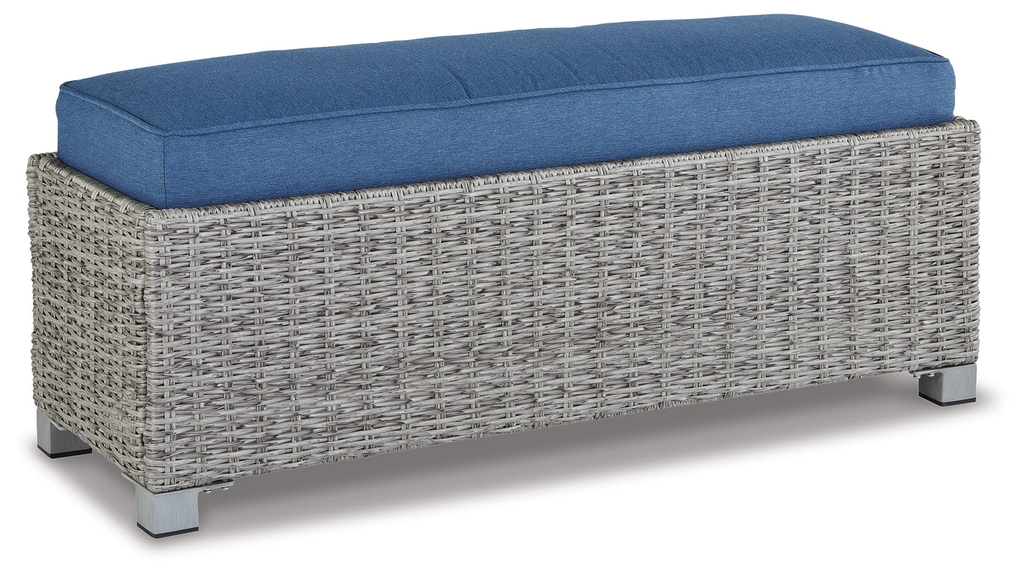 Naples Beach Light Gray Outdoor Bench with Cushion - P439-600 - Luna Furniture - Dallas Store