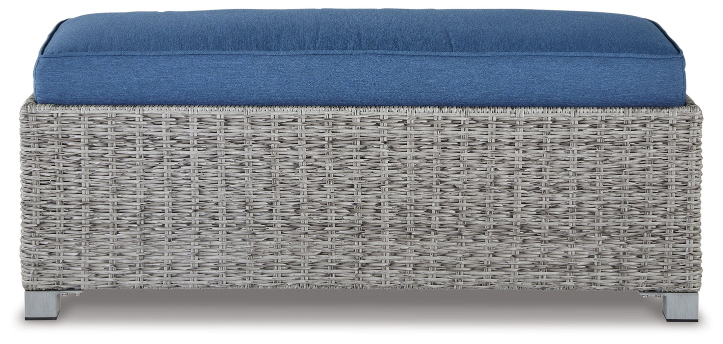 Naples Beach Light Gray Outdoor Bench with Cushion - P439-600 - Luna Furniture - Dallas Store