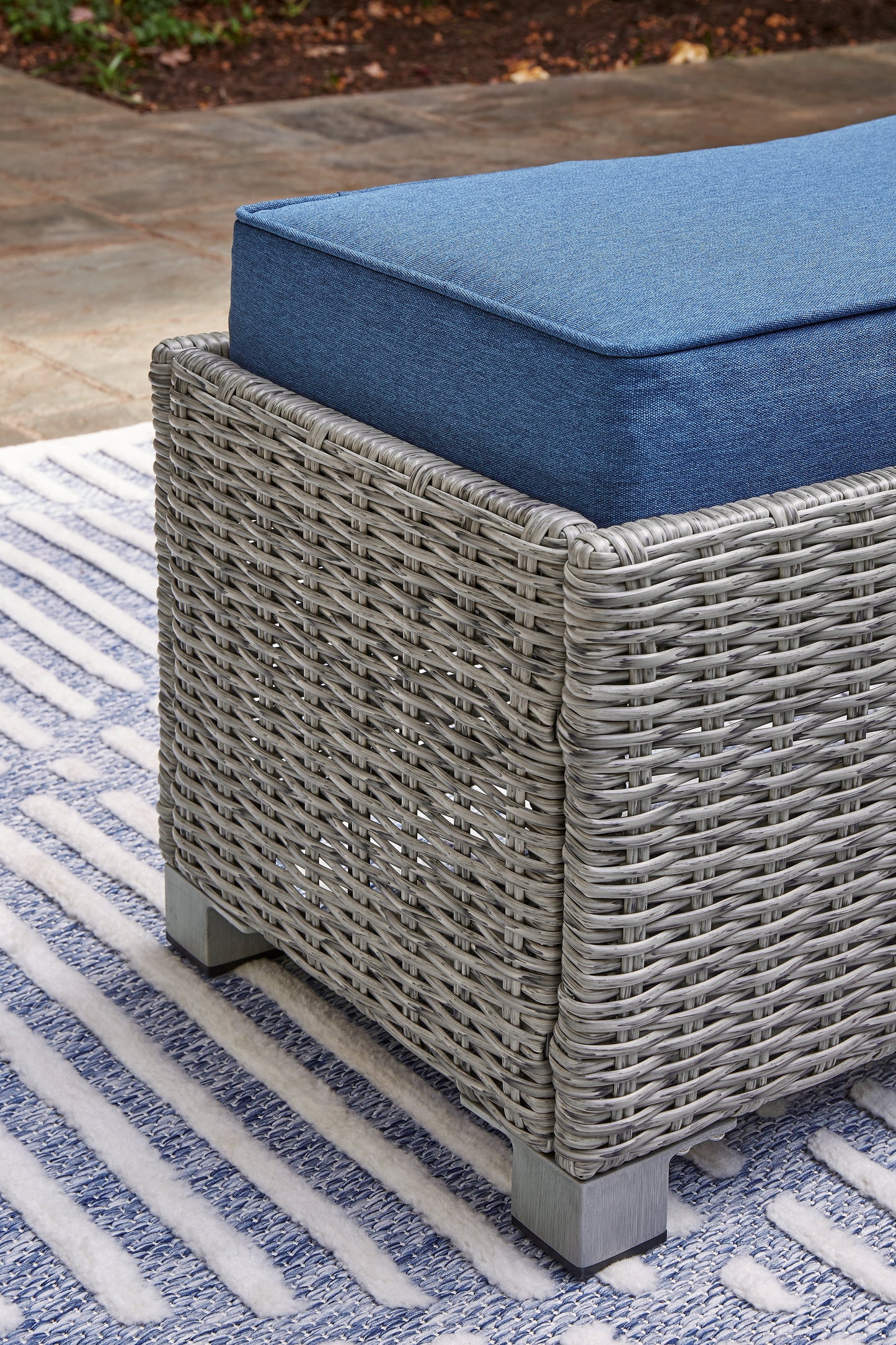 Naples Beach Light Gray Outdoor Bench with Cushion - P439-600 - Luna Furniture - Dallas Store