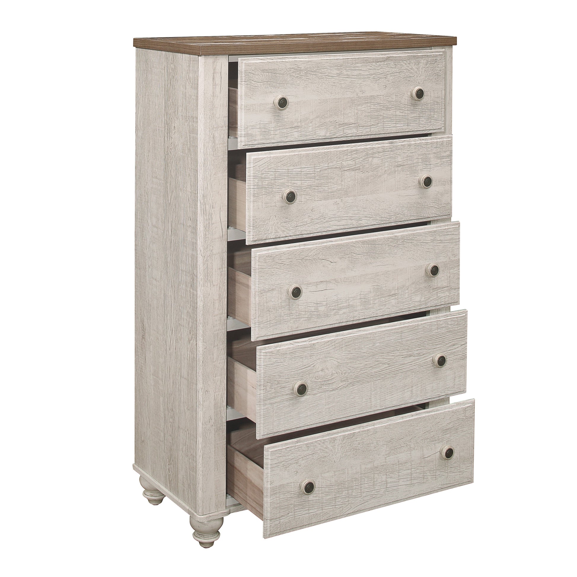 Nashville Antique White/Brown Chest - 1903-9 - Luna Furniture - Dallas Store