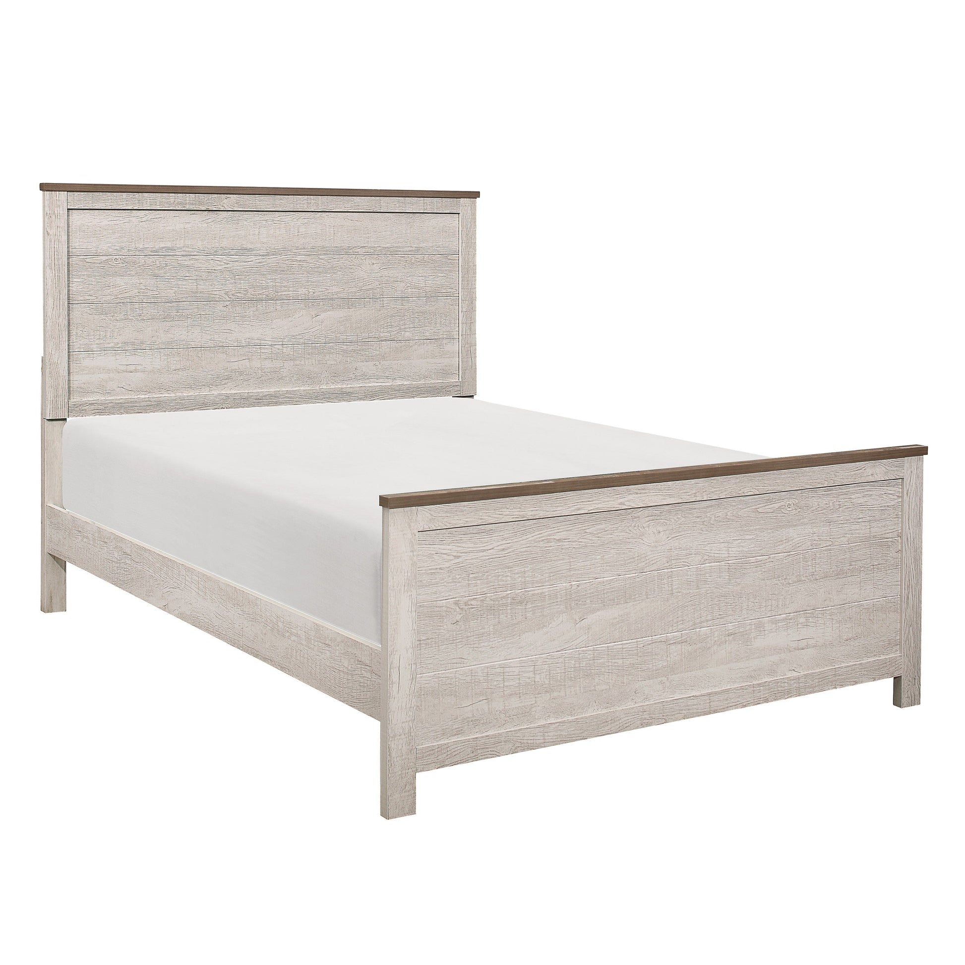 Nashville Antique White/Brown Queen Panel Bed - SET | 1903-1 | 1903-2 | 1903-3 - Luna Furniture - Dallas Store