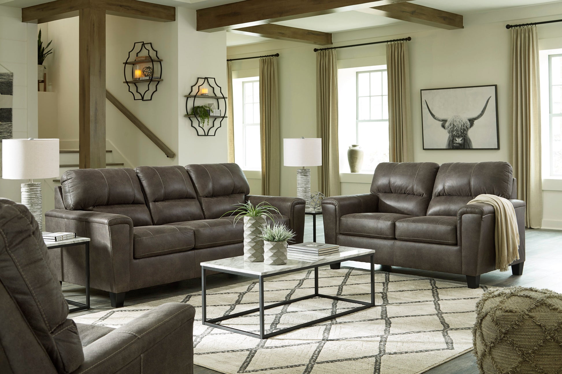 Navi Smoke Living Room Set - SET | 9400238 | 9400235 - Luna Furniture - Dallas Store