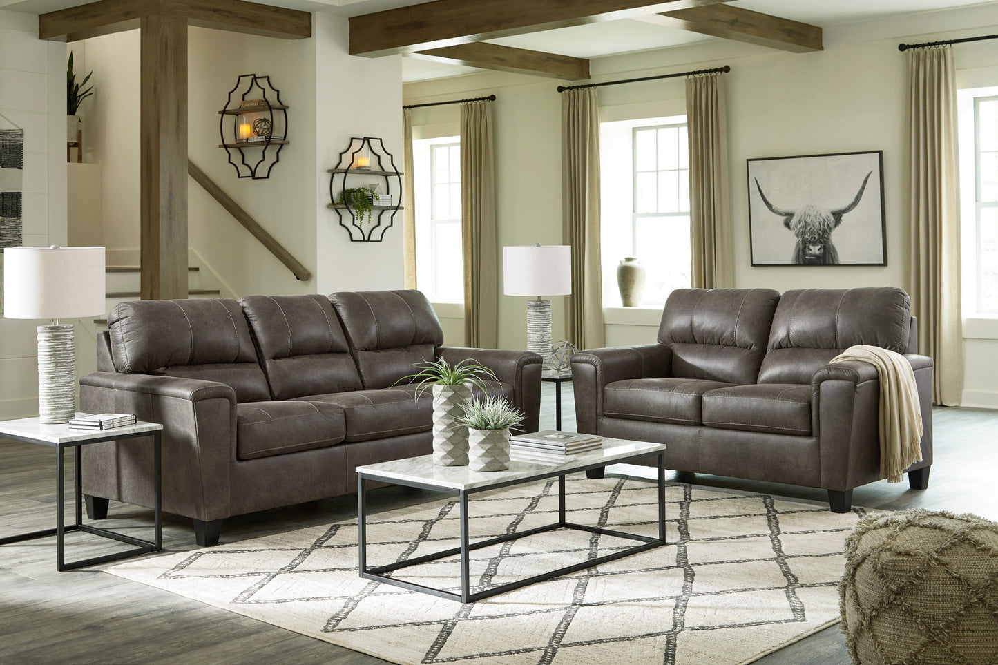 Navi Smoke Living Room Set - SET | 9400238 | 9400235 - Luna Furniture - Dallas Store