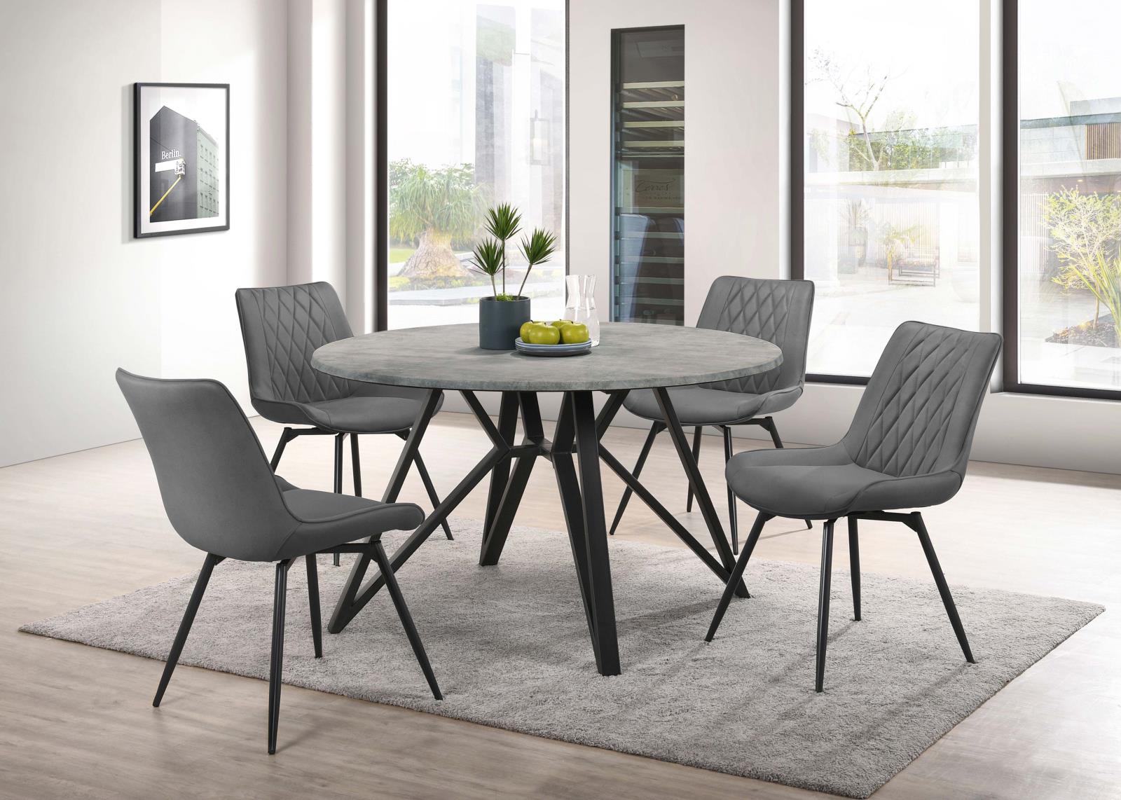 Neil Concrete/Black Round Wood Top Dining Table - 193801 - Luna Furniture - Dallas Store