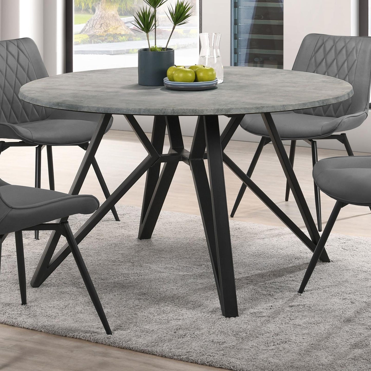 Neil Concrete/Black Round Wood Top Dining Table - 193801 - Luna Furniture - Dallas Store