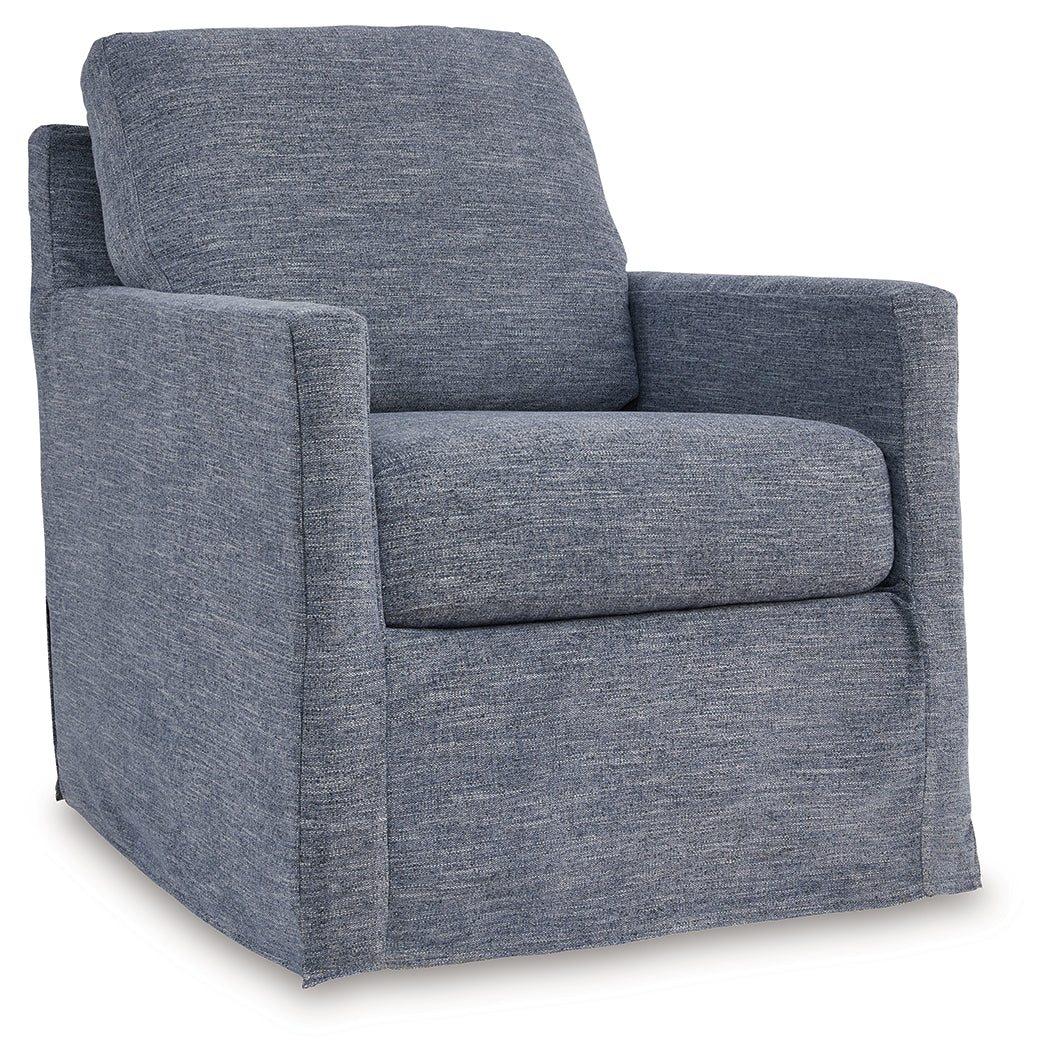 Nenana Next-Gen Nuvella Denim Swivel Glider Accent Chair - A3000646 - Luna Furniture - Dallas Store