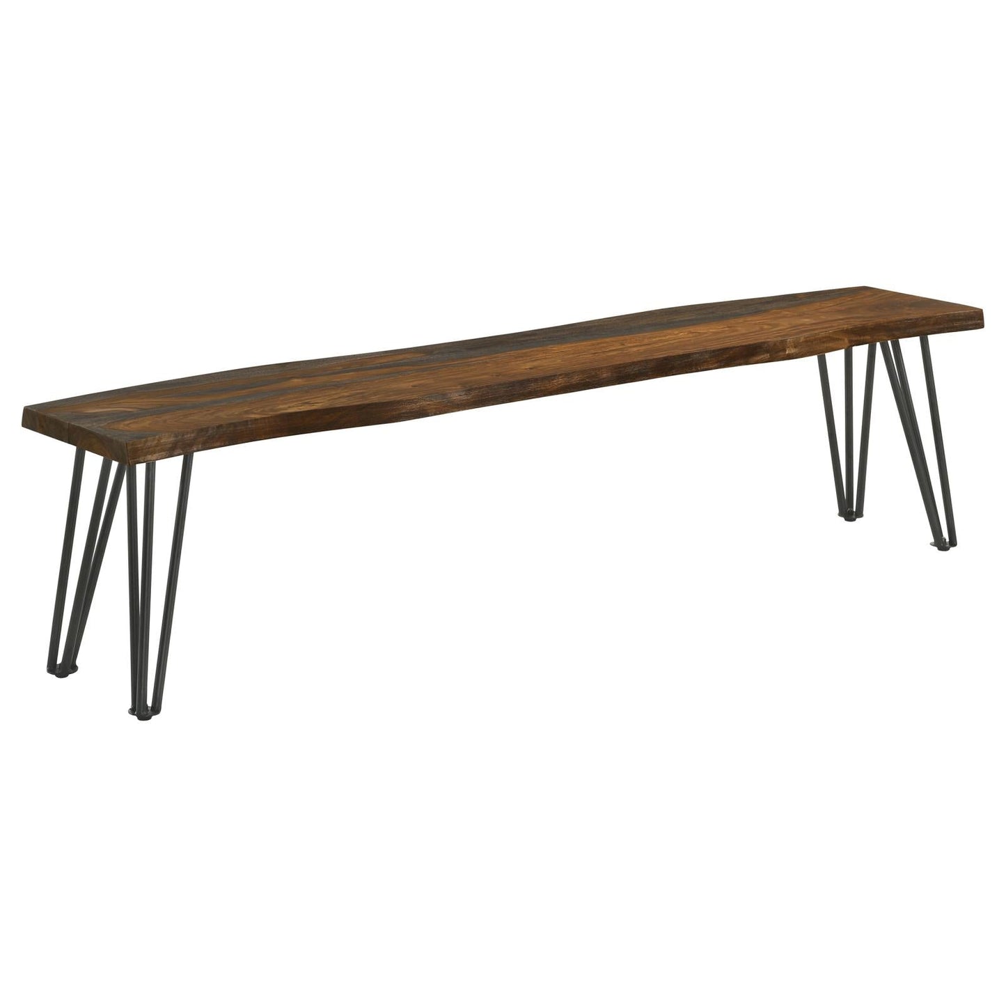 Neve Sheesham Gray/Gunmetal Live-edge Dining Bench with Hairpin Legs - 193863 - Luna Furniture - Dallas Store