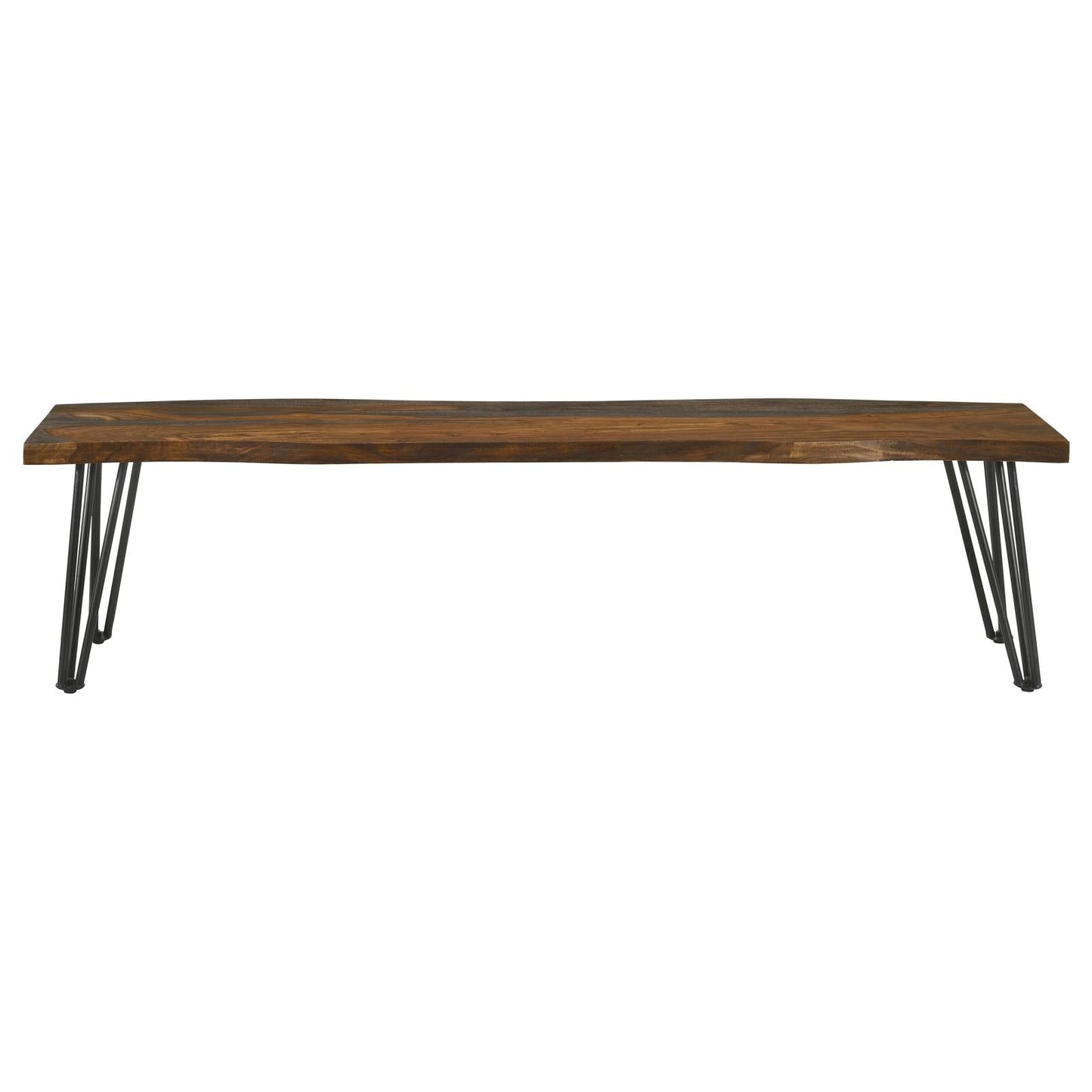 Neve Sheesham Gray/Gunmetal Live-edge Dining Bench with Hairpin Legs - 193863 - Luna Furniture - Dallas Store