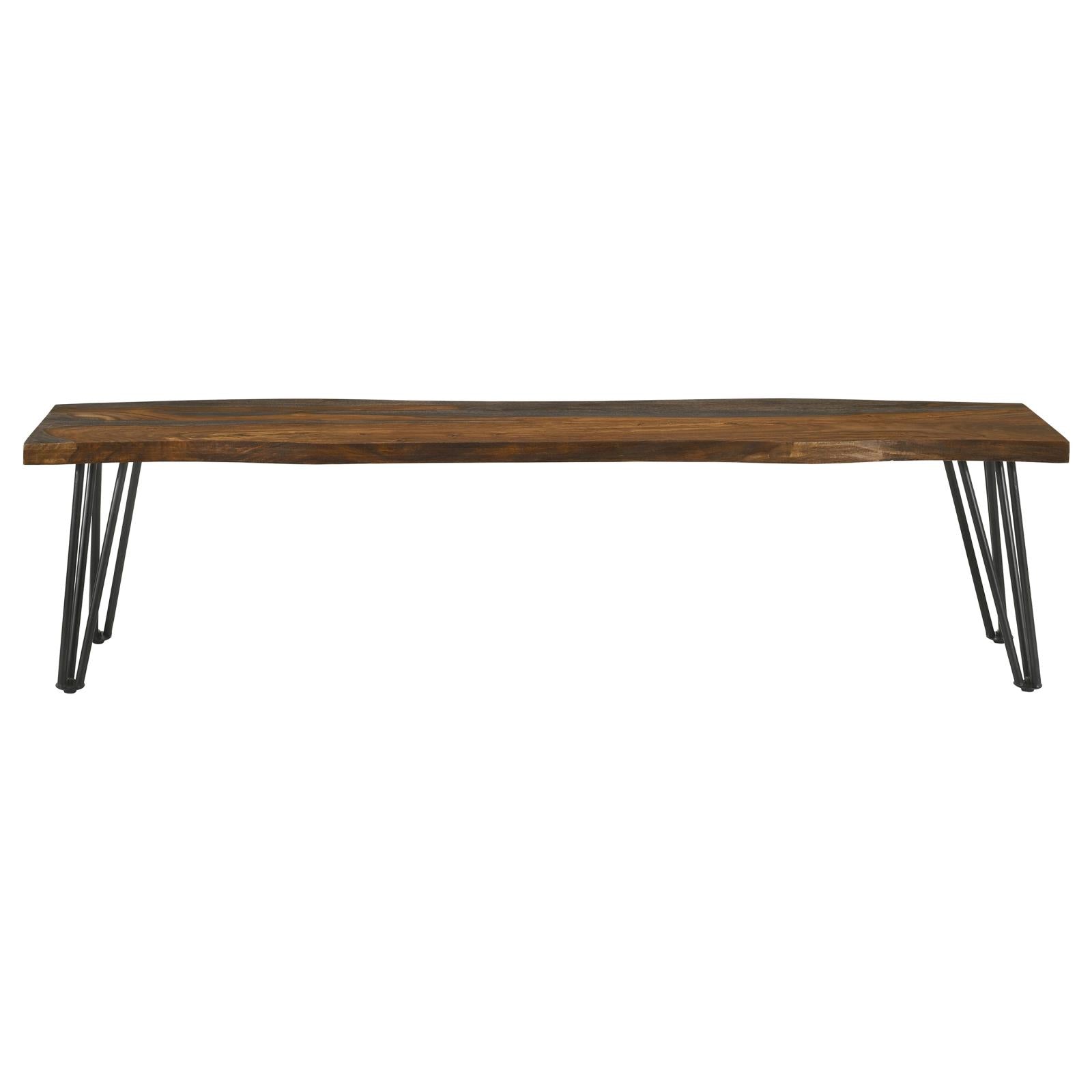 Neve Sheesham Gray/Gunmetal Live-edge Dining Bench with Hairpin Legs - 193863 - Luna Furniture - Dallas Store