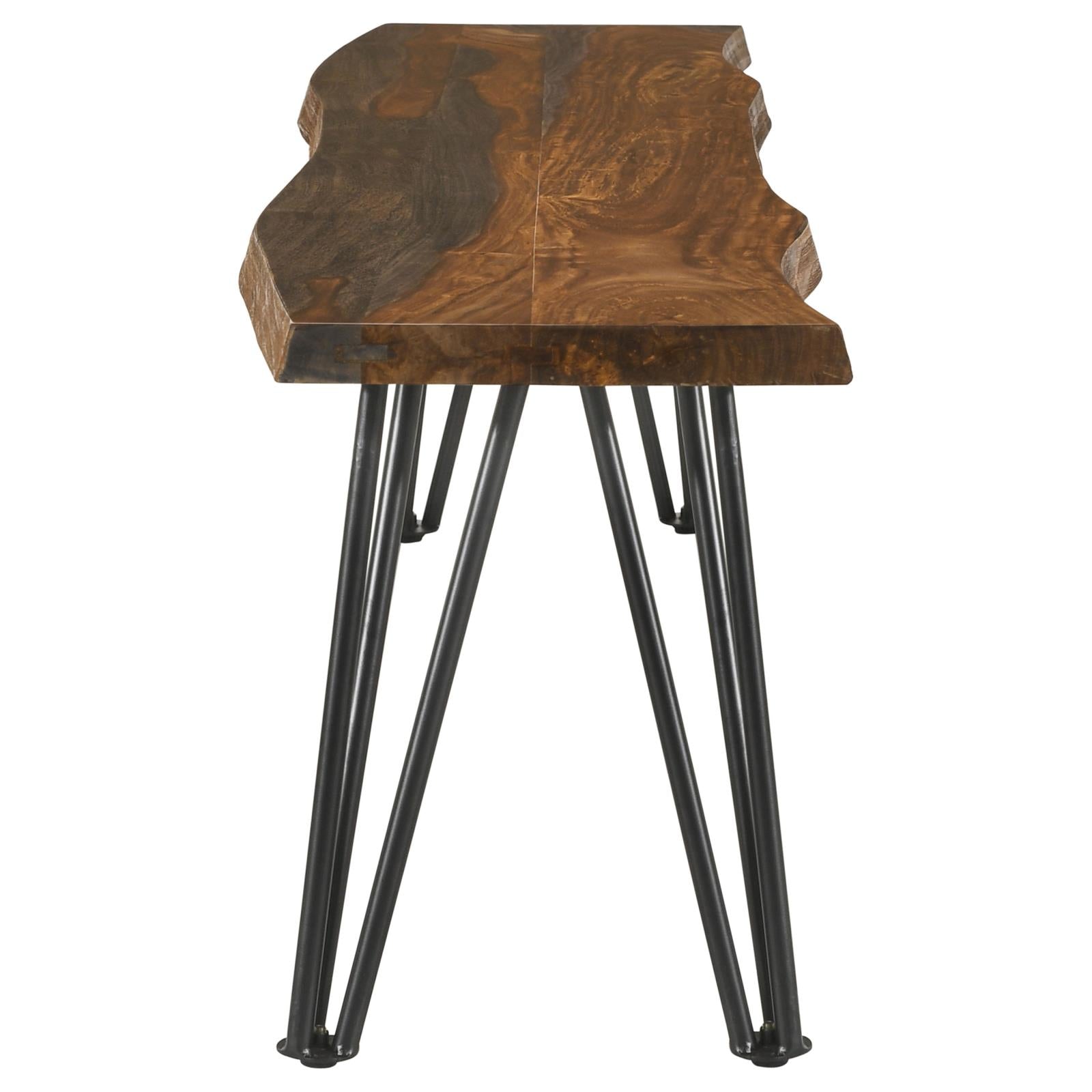 Neve Sheesham Gray/Gunmetal Live-edge Dining Bench with Hairpin Legs - 193863 - Luna Furniture - Dallas Store