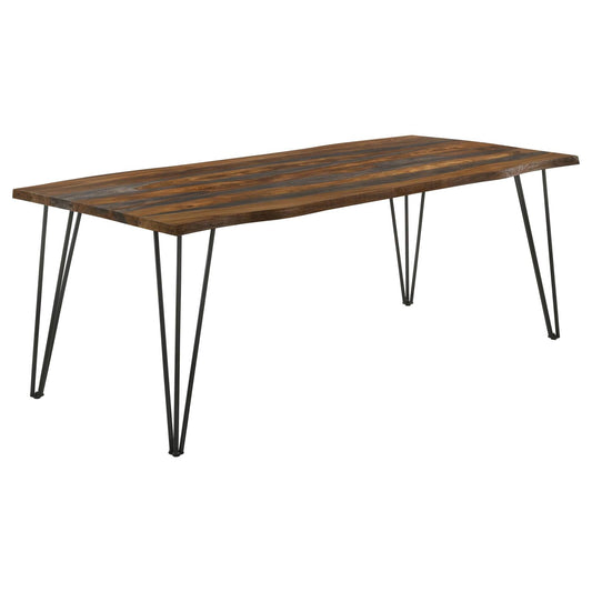 Neve Sheesham Gray/Gunmetal Live-edge Dining Table with Hairpin Legs - 193861 - Luna Furniture - Dallas Store