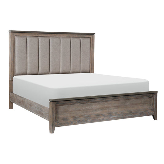 Newell Light Brown King Upholstered Panel Bed - SET | 1412K-1 | 1412K-2 | 1412-3 - Luna Furniture - Dallas Store
