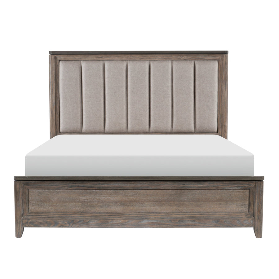 Newell Light Brown King Upholstered Panel Bed - SET | 1412K-1 | 1412K-2 | 1412-3 - Luna Furniture - Dallas Store