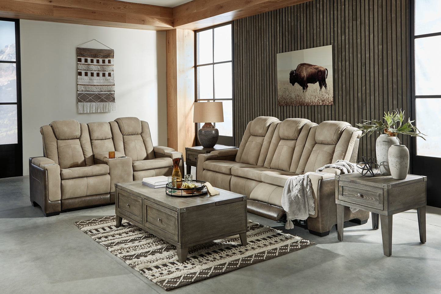 Next-Gen Durapella Sand Power Reclining Living Room Set - SET | 2200315 | 2200318 | 2200313 - Luna Furniture - Dallas Store