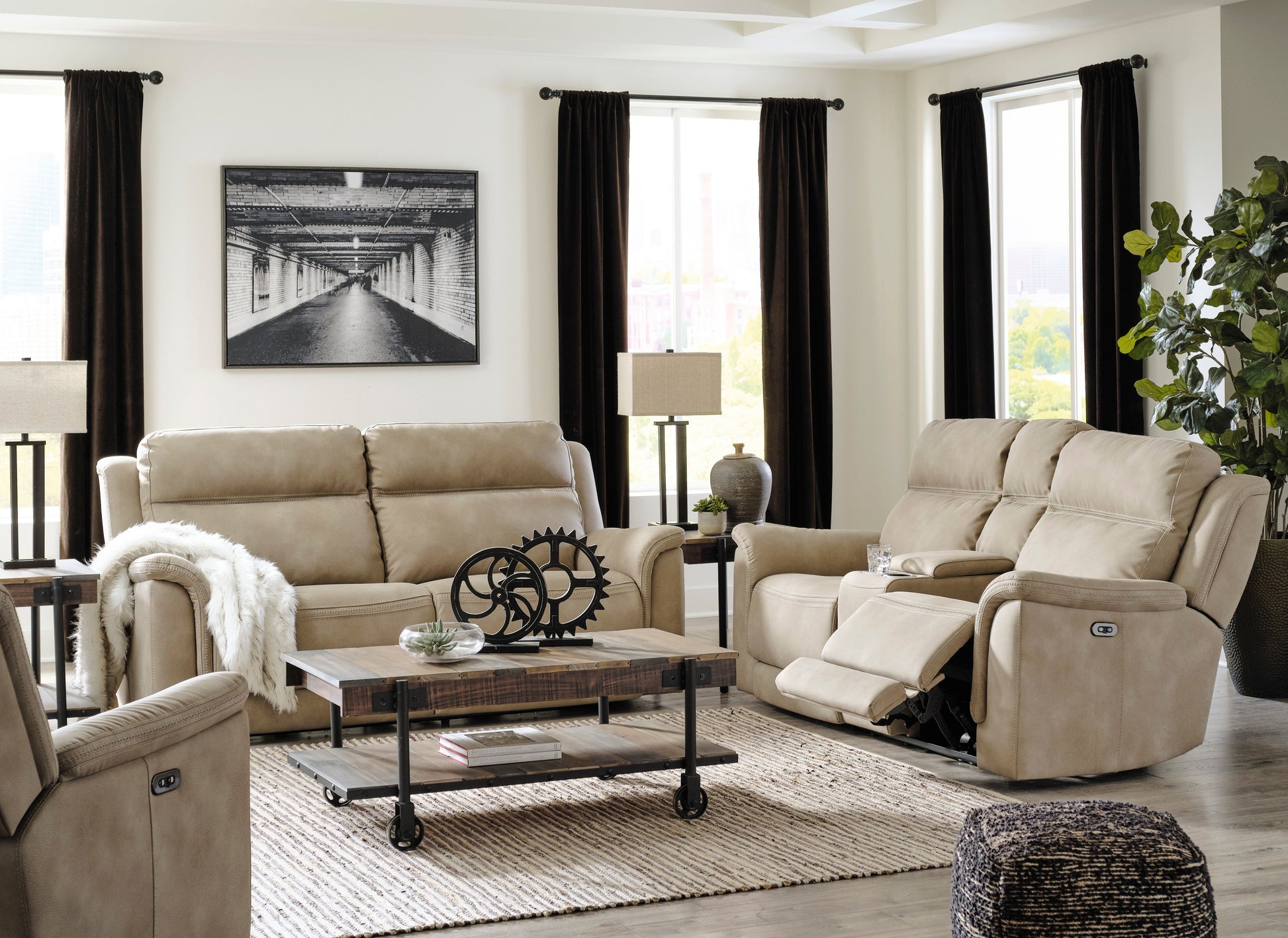 Next-Gen DuraPella Sand Power Reclining Living Room Set - SET | 5930247 | 5930218 - Luna Furniture - Dallas Store