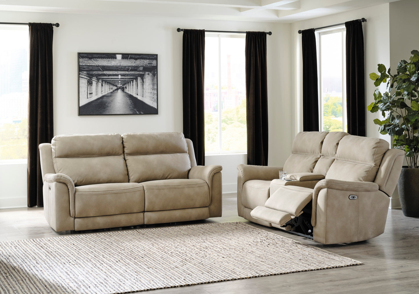 Next-Gen DuraPella Sand Power Reclining Living Room Set - SET | 5930247 | 5930218 - Luna Furniture - Dallas Store