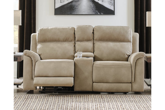 Next-Gen DuraPella Sand Power Reclining Loveseat with Console - 5930218 - Luna Furniture - Dallas Store